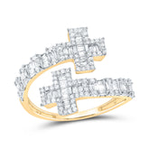 3/4CTW-DIA NK CROSS CUFF RING